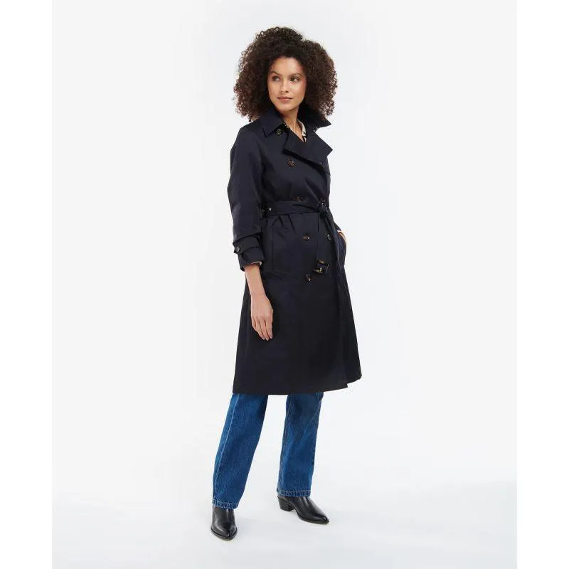 Barbour Greta Ladies Showerproof Trench - Midnight/Rosewood Tartan