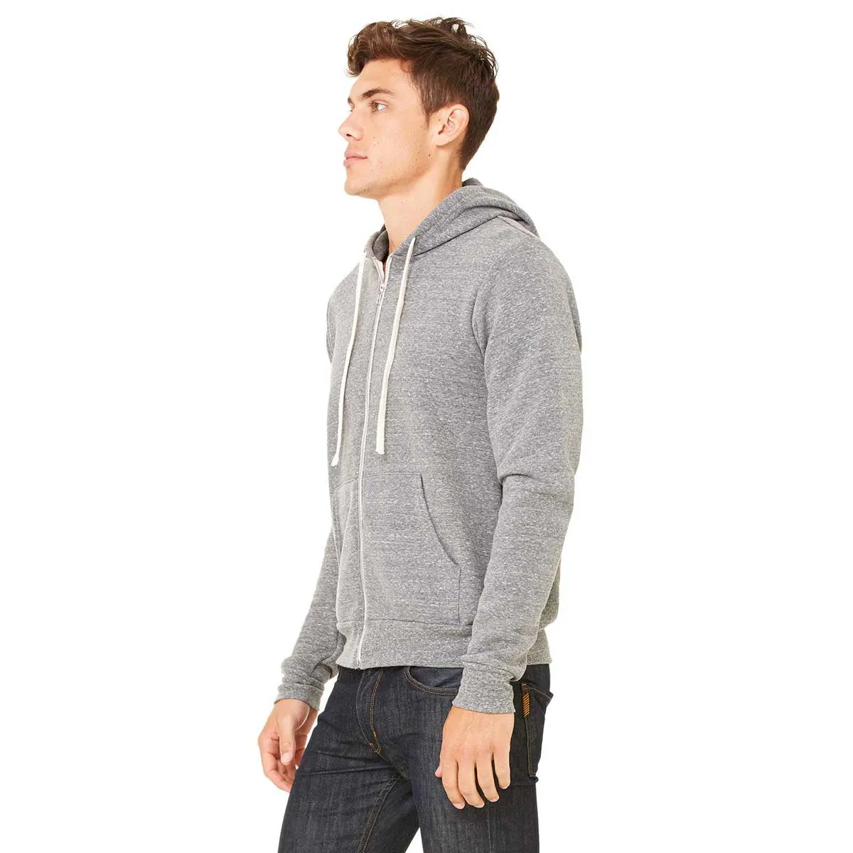 Bella   Canvas Unisex Grey Triblend Sponge Fleece Full-Zip Hoodie