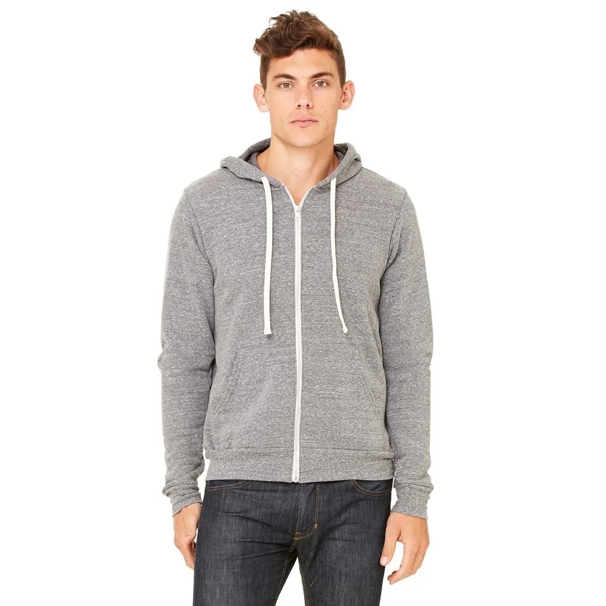 Bella   Canvas Unisex Grey Triblend Sponge Fleece Full-Zip Hoodie