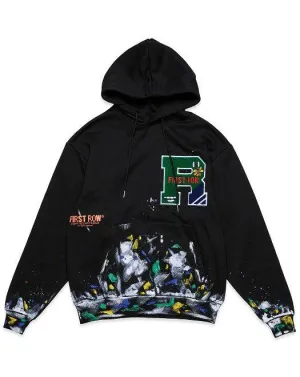 Black Chenille Patch & Hand Paint Hoodie