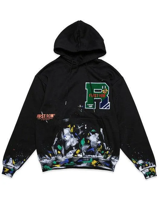 Black Chenille Patch & Hand Paint Hoodie