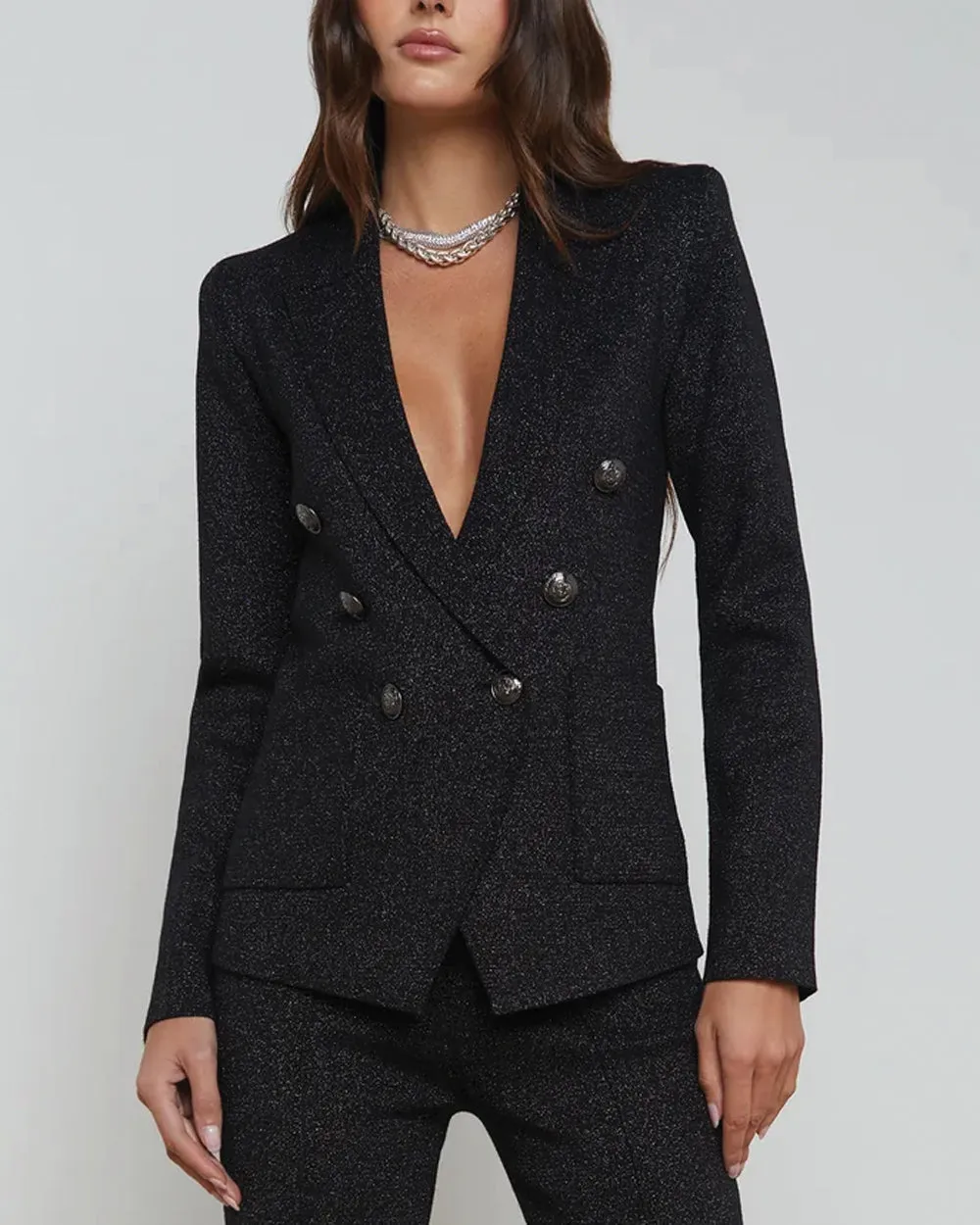 Black Gunmetal Knit Kenzie Blazer