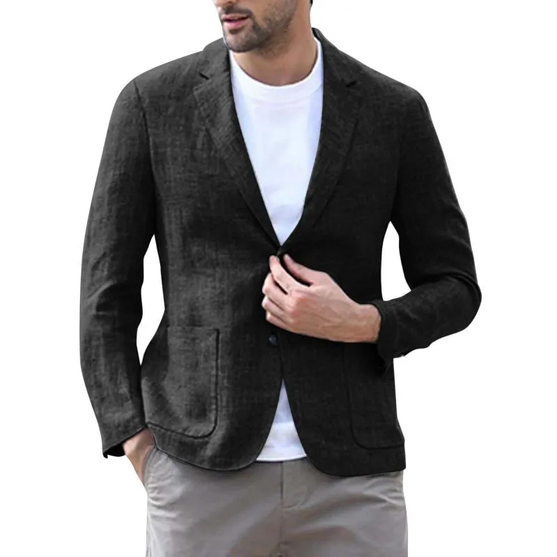 Blazer vintage ajusté à revers décontracté pour hommes