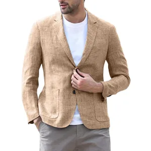 Blazer vintage ajusté à revers décontracté pour hommes