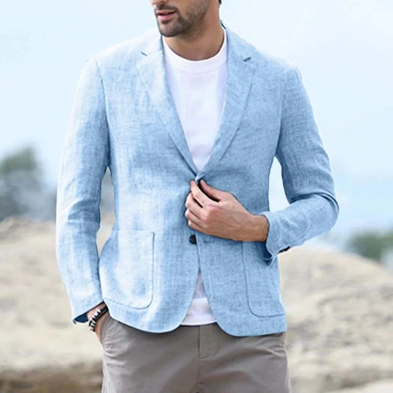 Blazer vintage ajusté à revers décontracté pour hommes