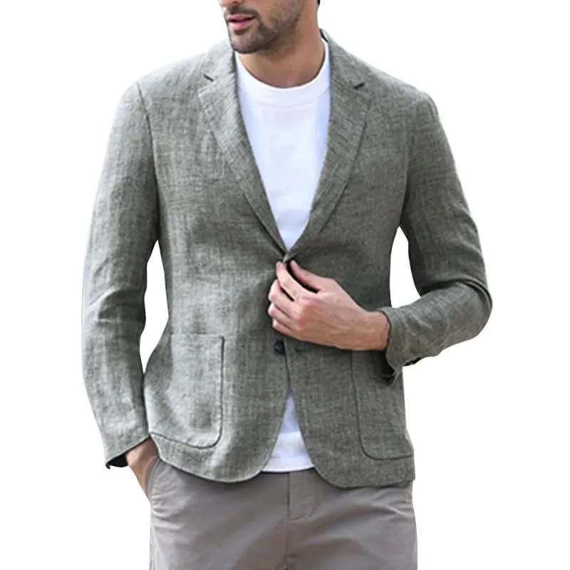 Blazer vintage ajusté à revers décontracté pour hommes