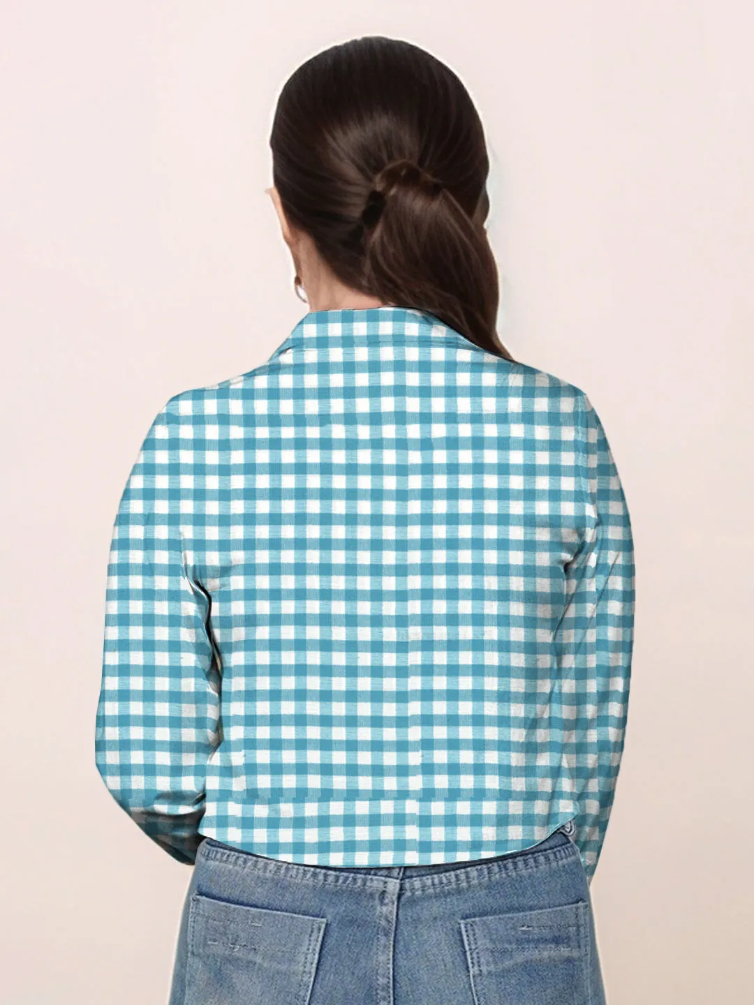 Blue & White Checks Relaxed Fit Full Sleeve Shirt