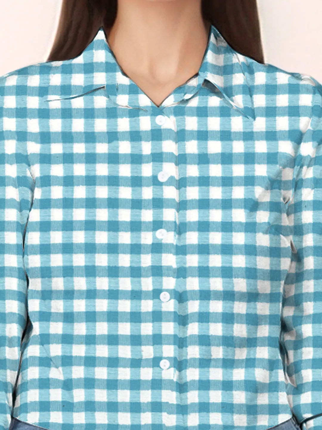 Blue & White Checks Relaxed Fit Full Sleeve Shirt