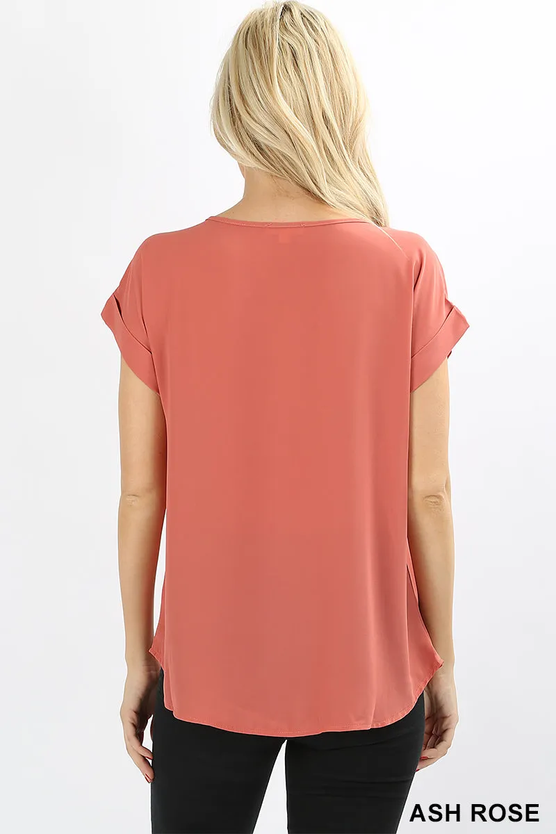 Boatneck Short Sleeve Relaxed Fit Blouse