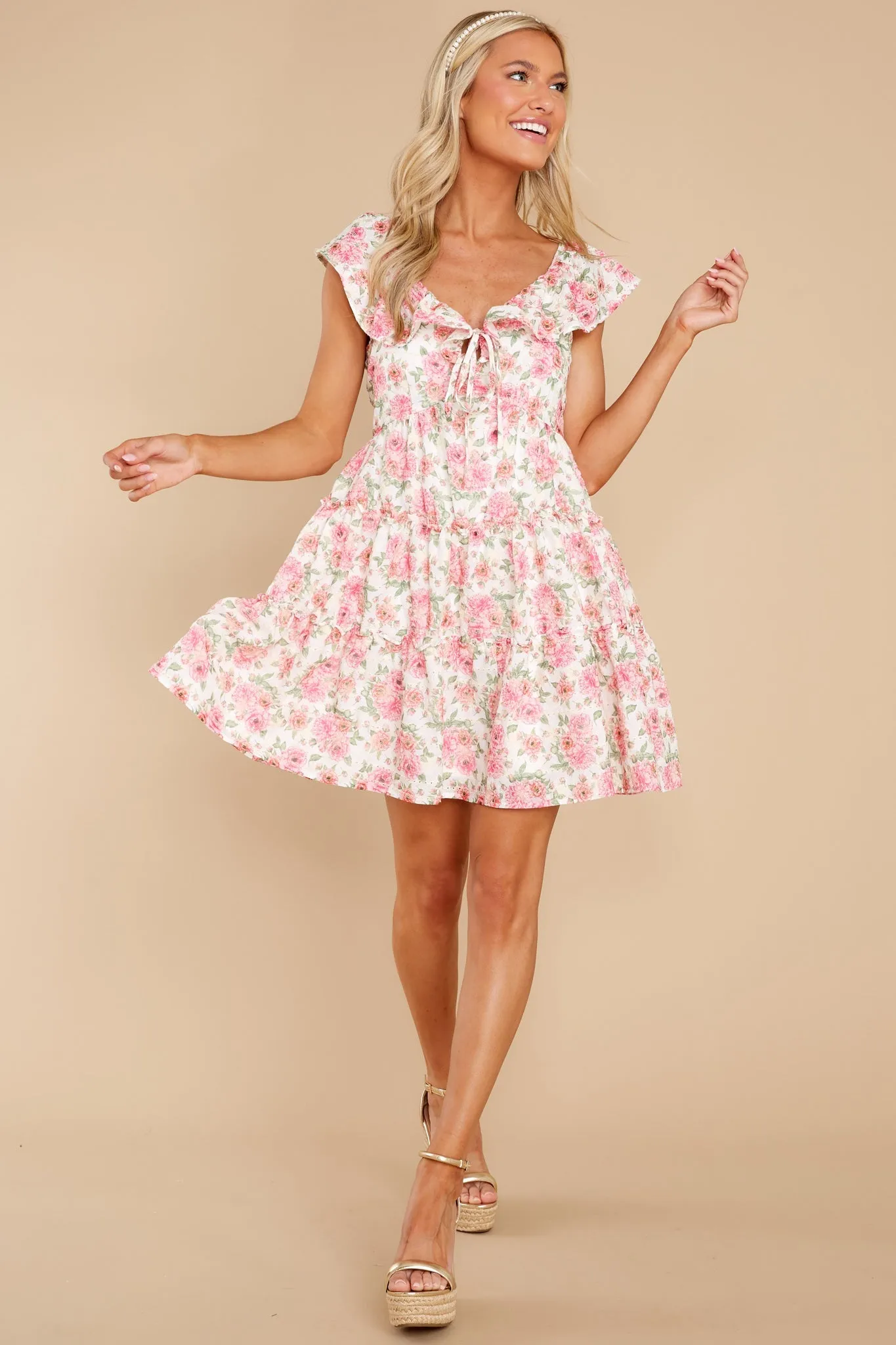 Canopy Of Flowers White Multi Floral Print Dress