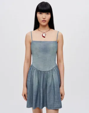 Chambray Gathered Dress - Paradise Cove