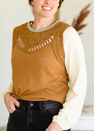 Crochet Colorblock Knit Top - FINAL SALE