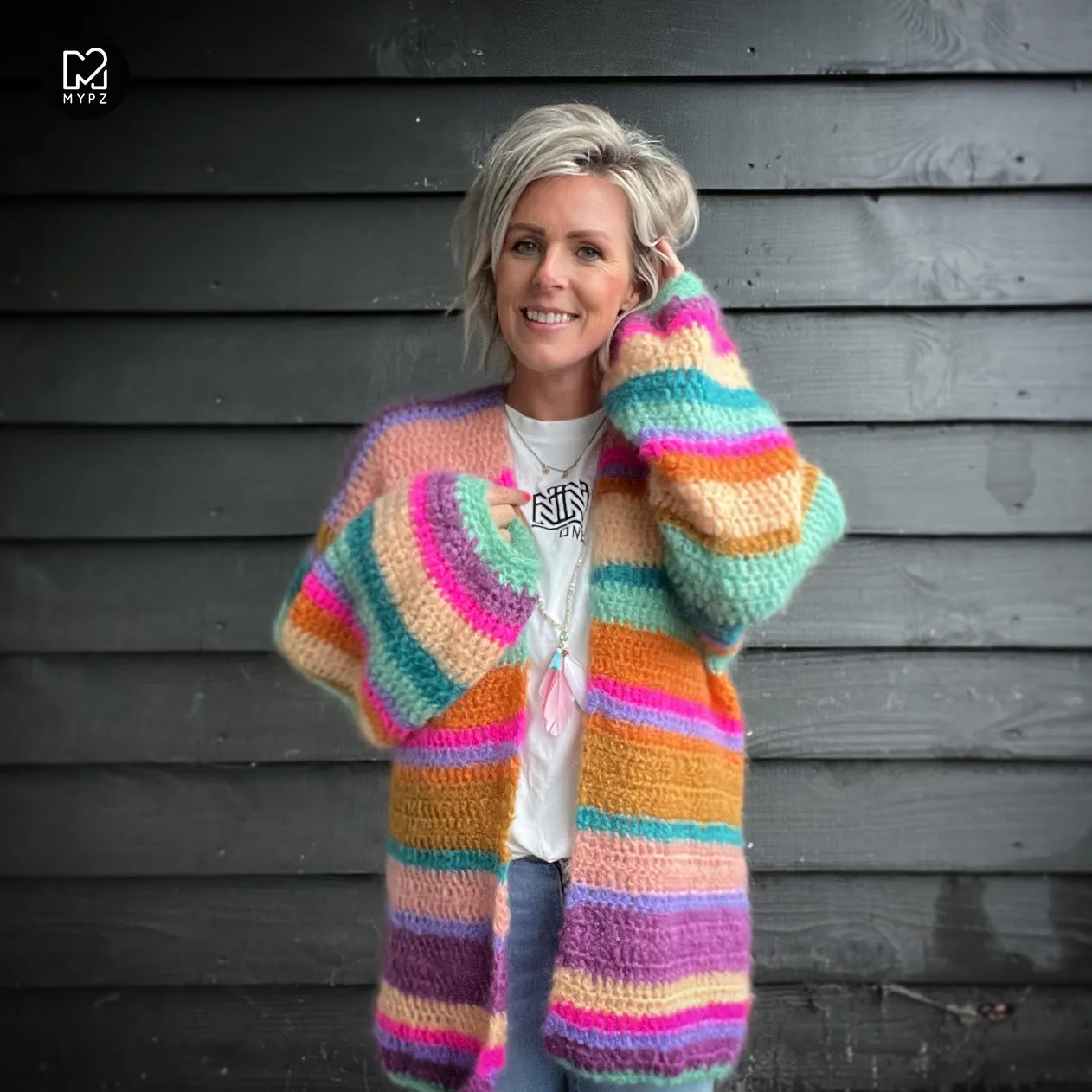 Crochet pattern - Chunky Mohair Cardigan Gemstone (ENG-NL)