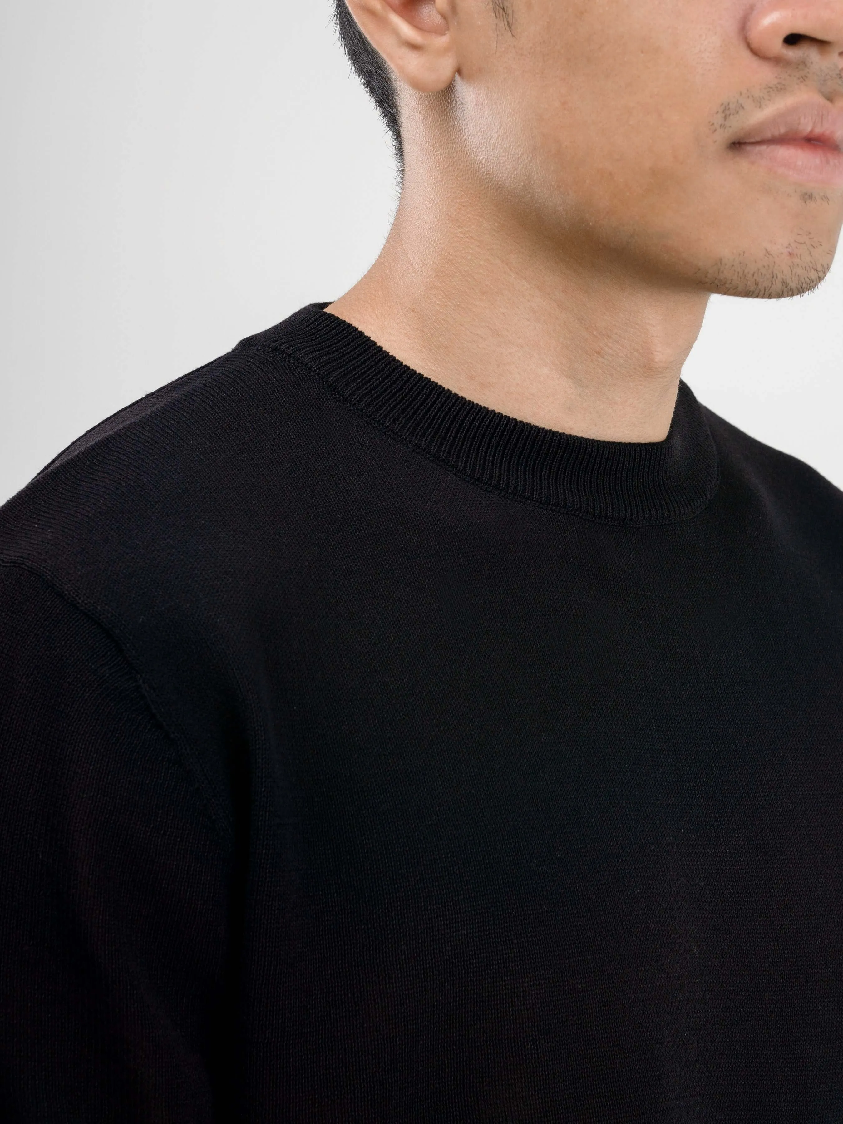 Dany Round Neck Knit Tee - Black