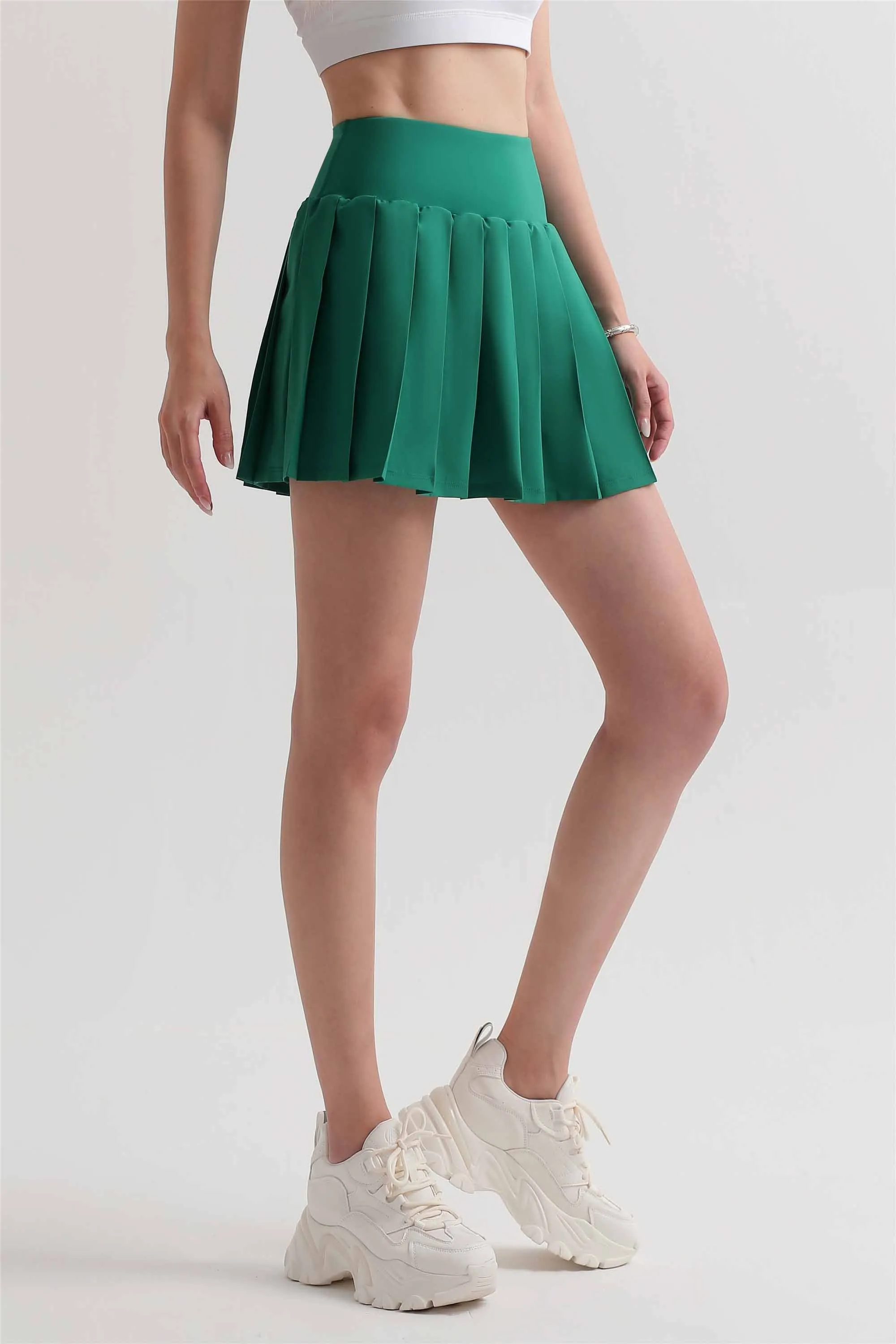 DQ1472-Lycra pleated yoga skirt anti-slip badminton tennis skirt integrated fitness running sports skirt