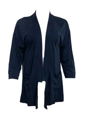 ECRU Women's Navy Suede Cupro Lightweight Cardigan #3202 S NWT