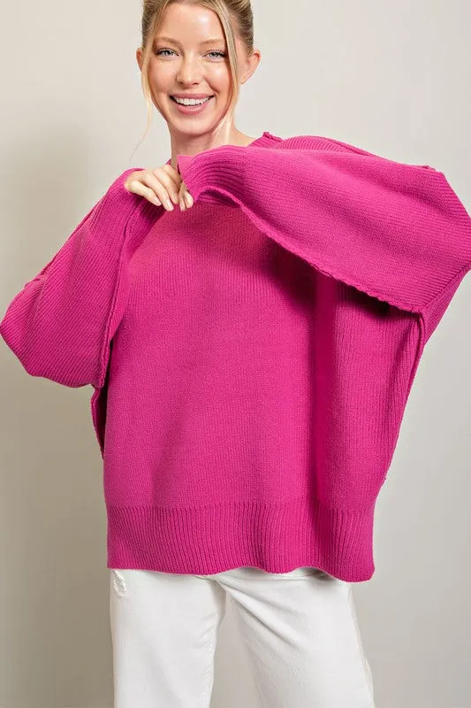 EESOME Long Sleeve Ribbed Sweater