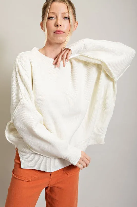 EESOME Long Sleeve Ribbed Sweater