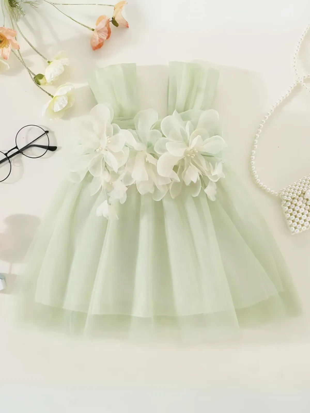 Elegant Floral Tulle Party Dress