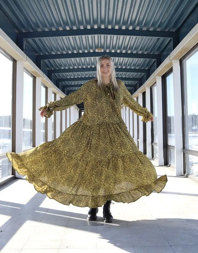 Flowy Long Dress Yellow Leo