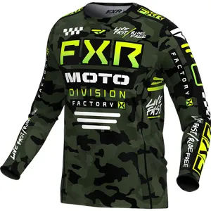 FXR Youth Podium MX Offroad Jersey Camo Green