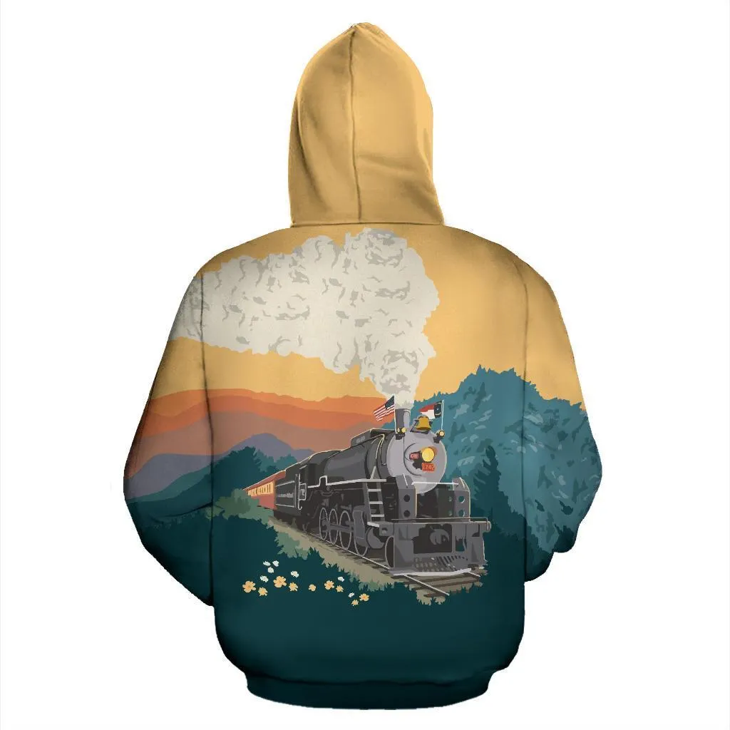 Great Smoky Mountain Train Over Print Hoodie - BN14