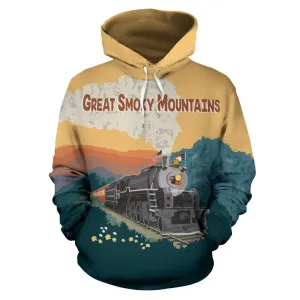 Great Smoky Mountain Train Over Print Hoodie - BN14