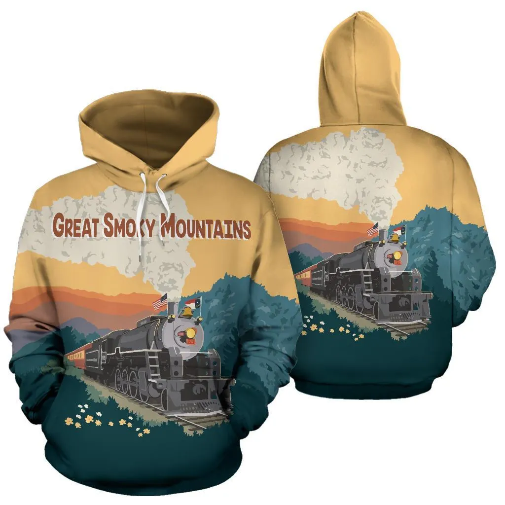 Great Smoky Mountain Train Over Print Hoodie - BN14