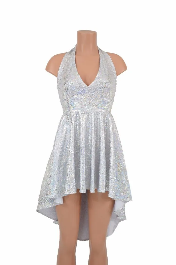 Hi Lo Silvery White Halter Dress