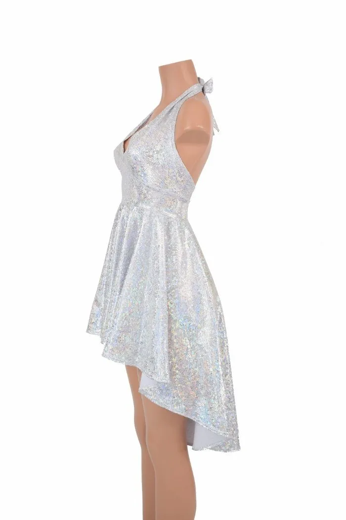 Hi Lo Silvery White Halter Dress