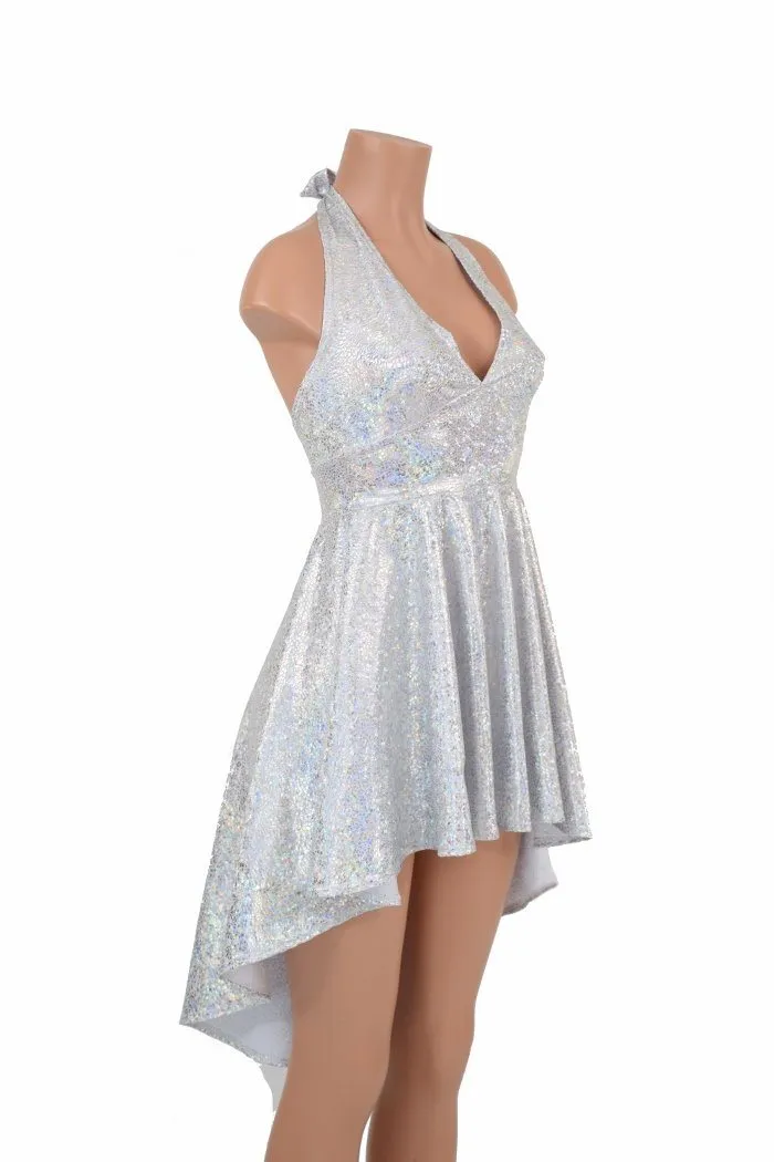 Hi Lo Silvery White Halter Dress