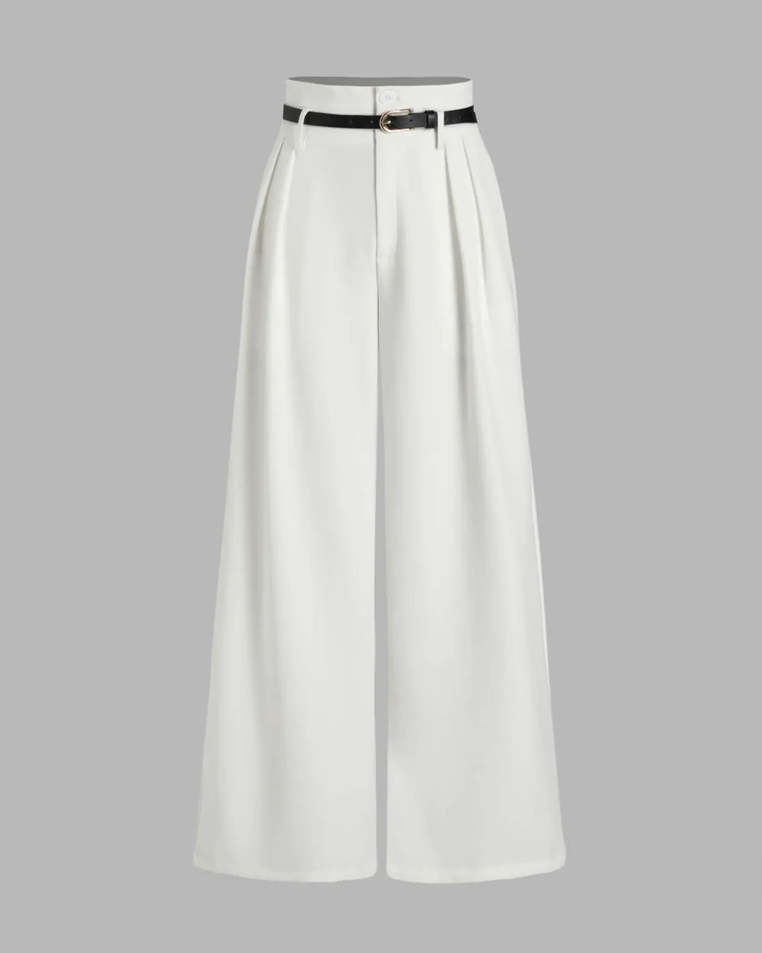 High Waist Pleated Pants With Tailored Vest Style Top In White