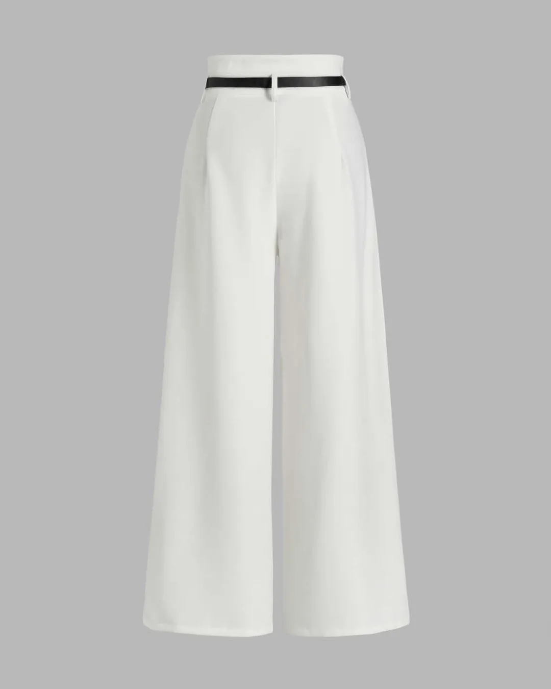 High Waist Pleated Pants With Tailored Vest Style Top In White