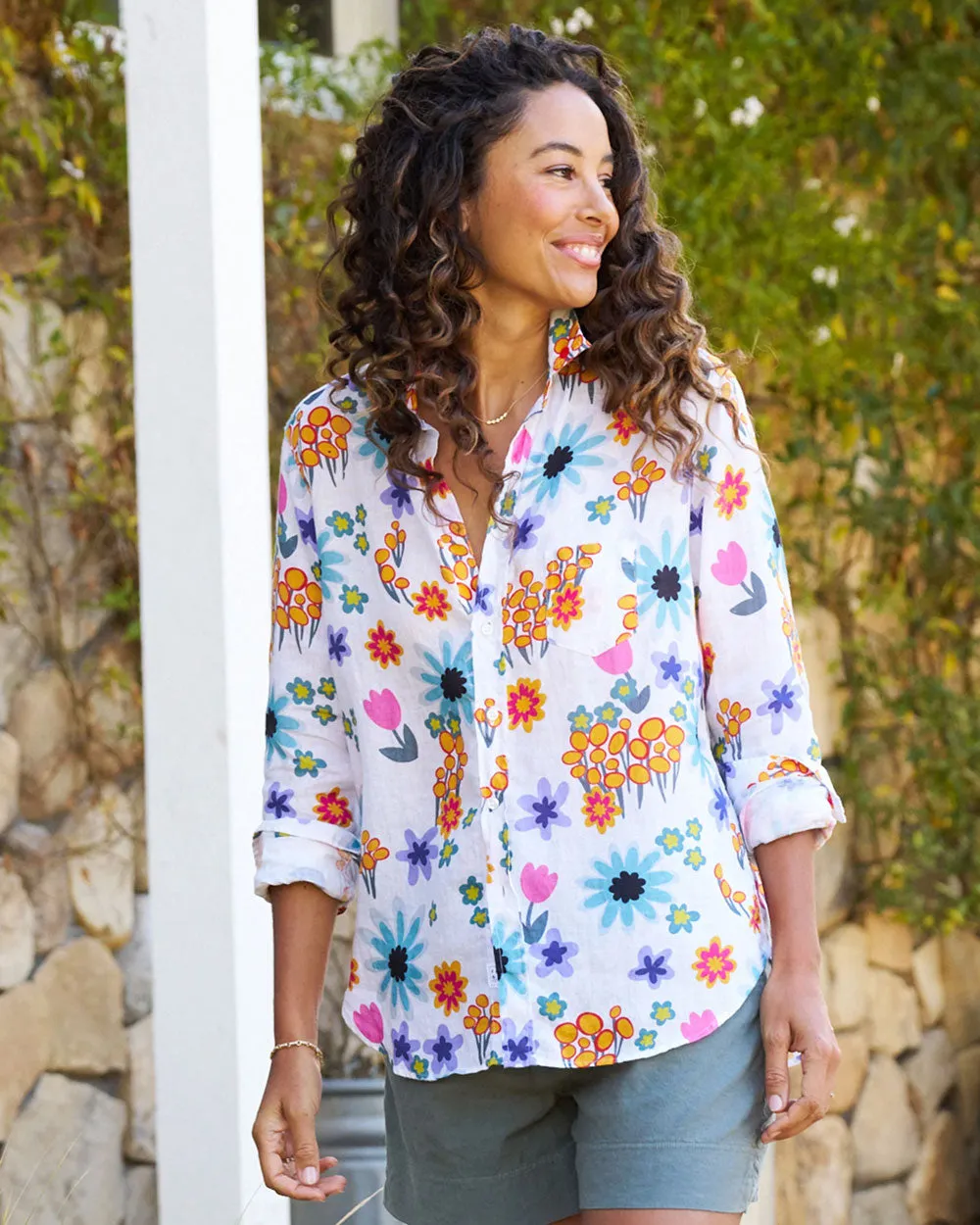 Hot Pink Floral Relaxed Eileen Button Up Shirt