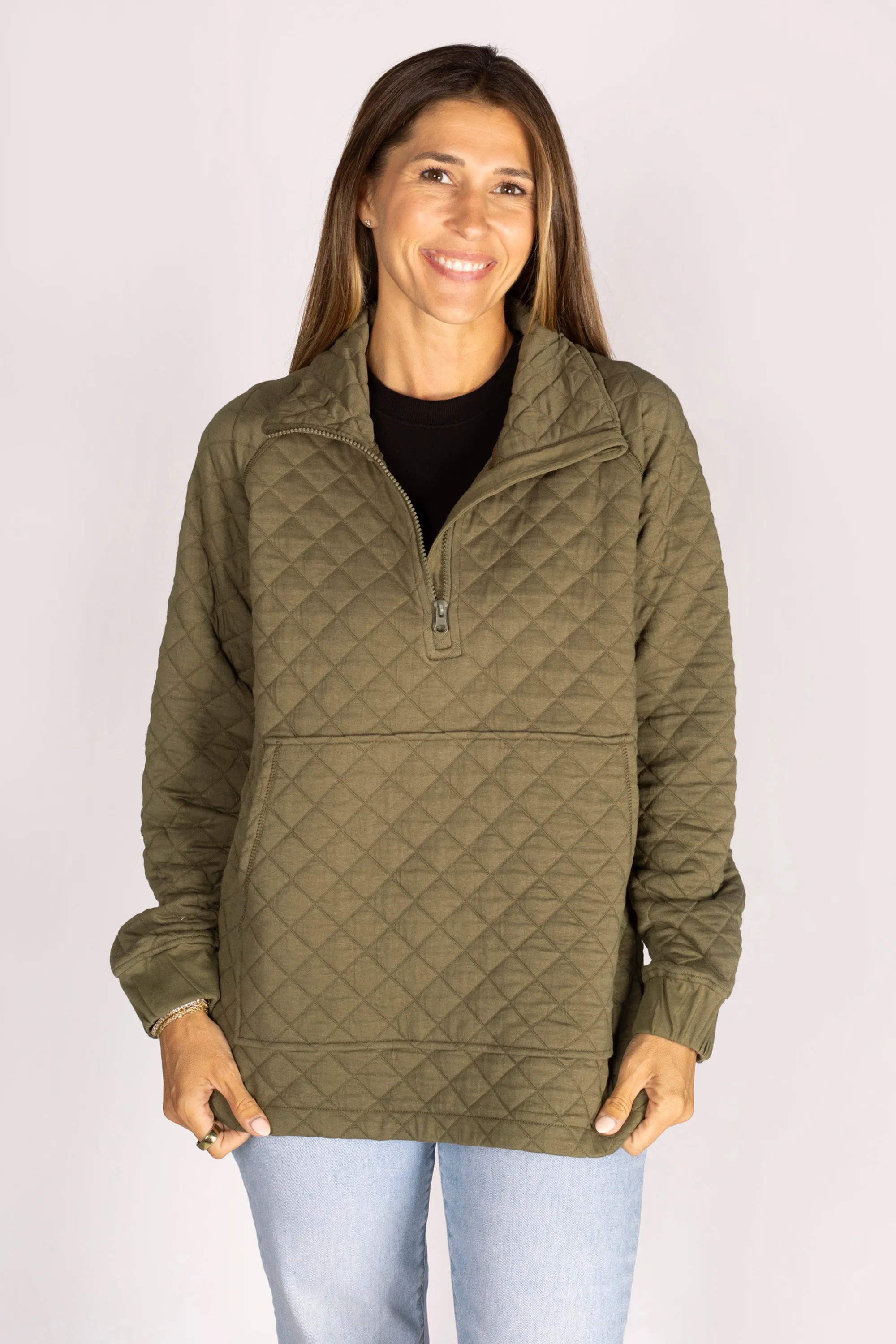 Ivy Green Quilted Pullover Jacket - FINAL SALE