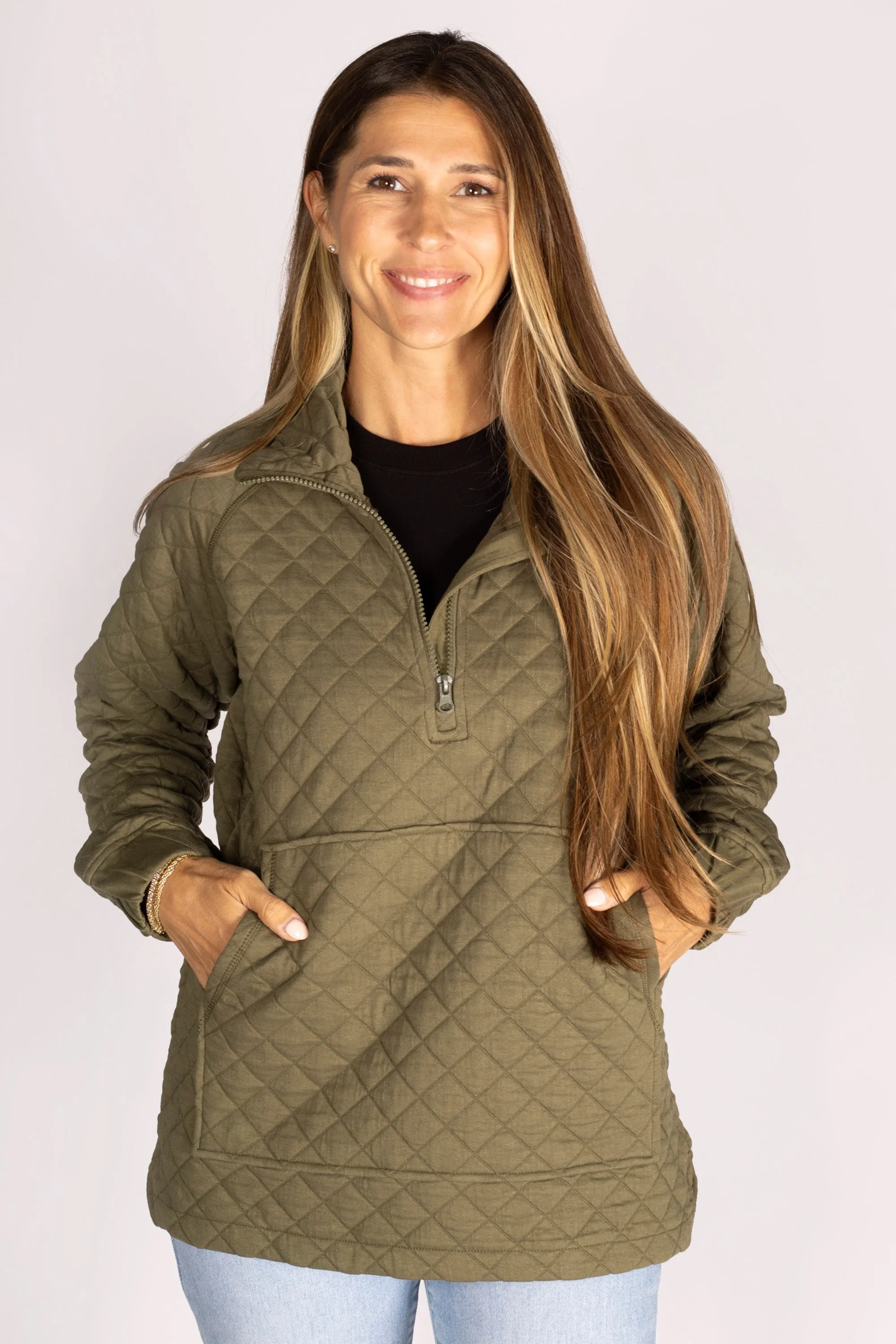 Ivy Green Quilted Pullover Jacket - FINAL SALE