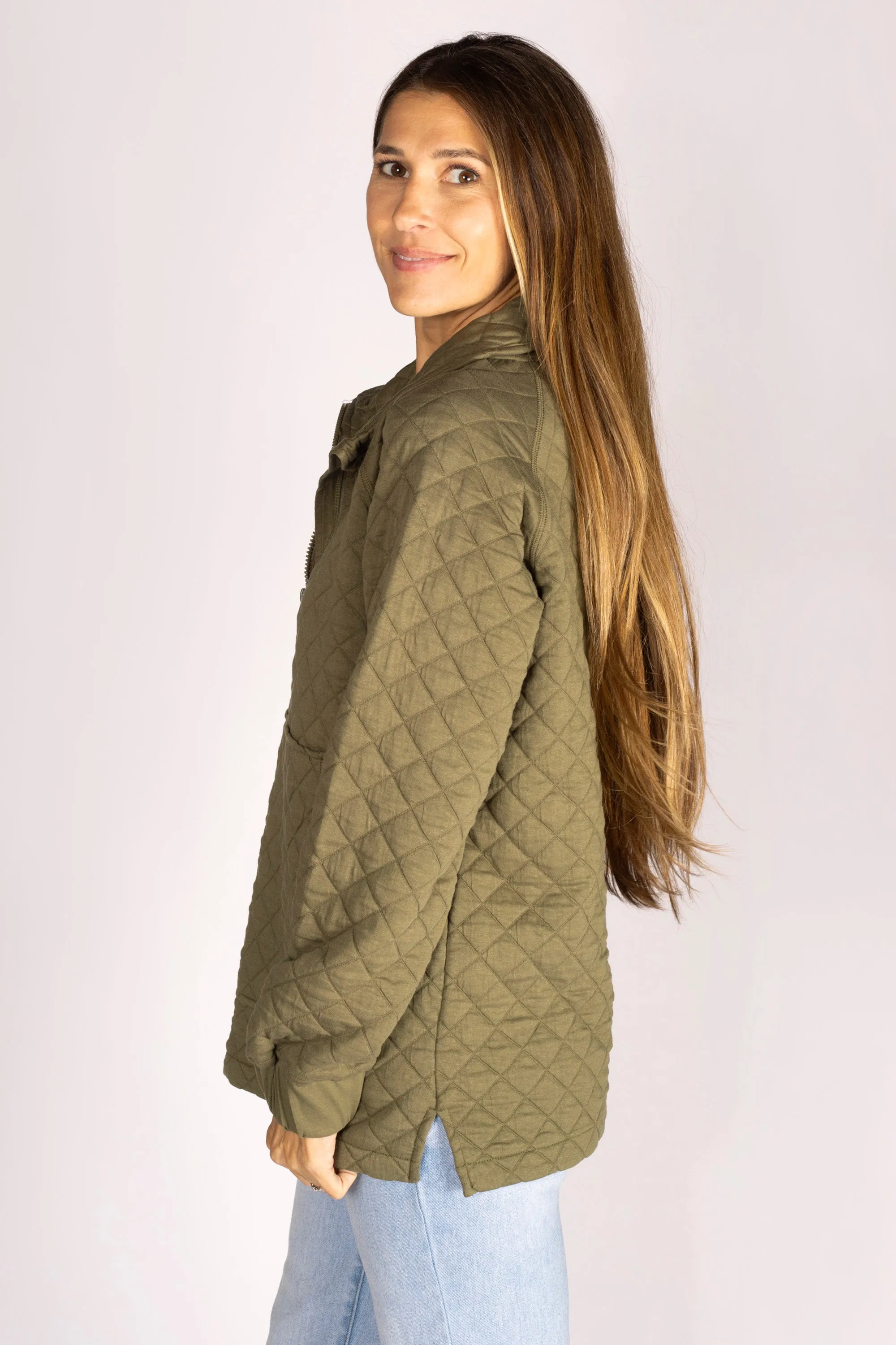 Ivy Green Quilted Pullover Jacket - FINAL SALE