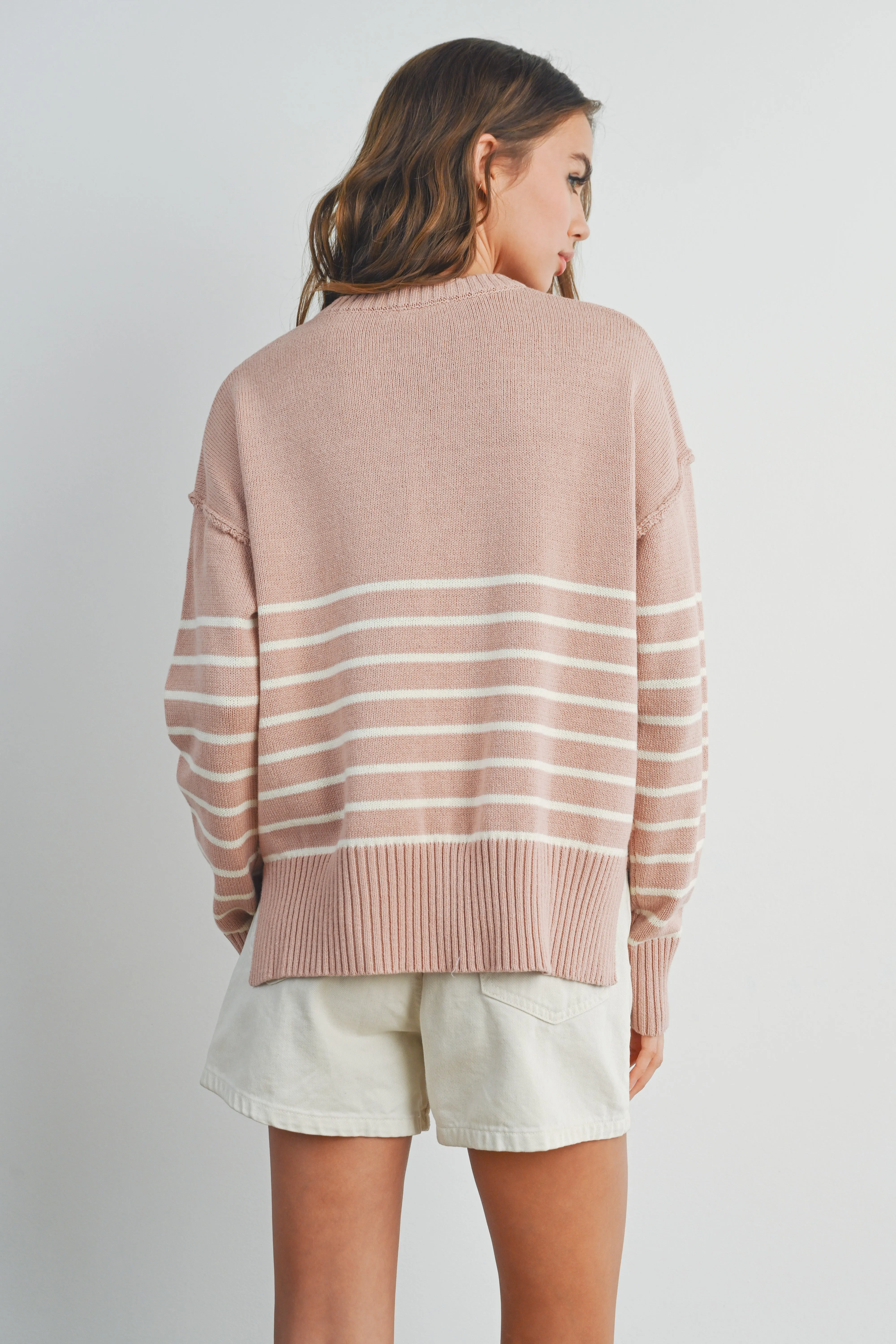 Jazmin Drop Shoulder Knit Striped Sweater