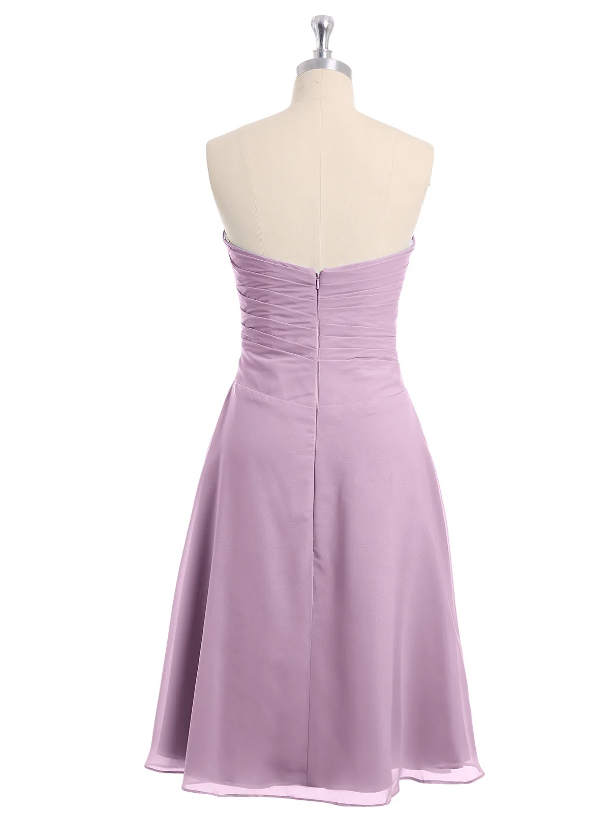 Knee Length Chiffon Dress with Sweetheart Neck-Wisteria