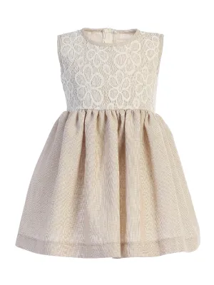 Little Girls Khaki Lace Bodice Sleeveless Easter Dress 2T-7