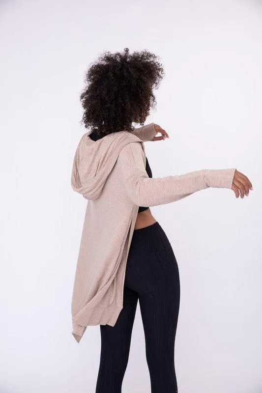 Longline Hooded Cardigan With Pockets