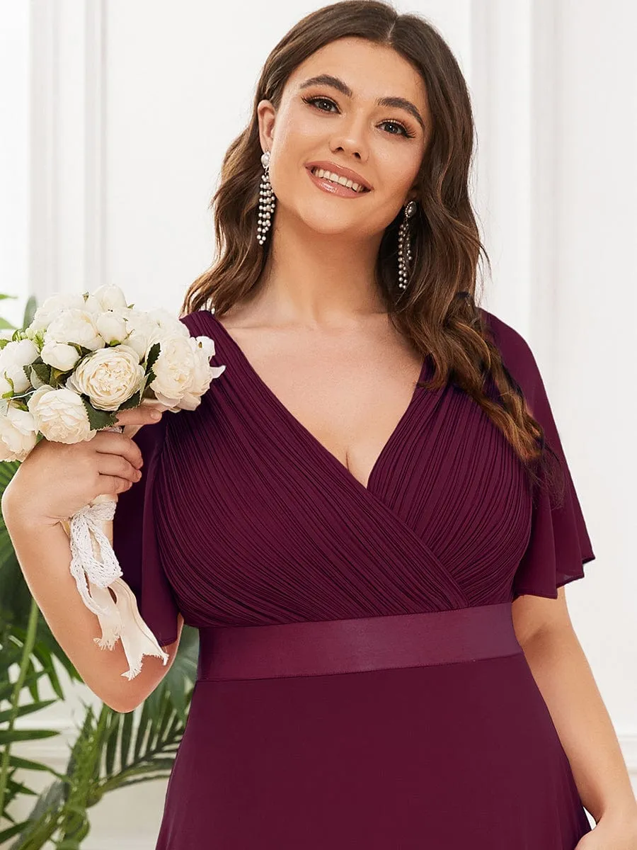 Monica | Plus Size Simple Empire Waist Flutter Sleeve Evening Dress