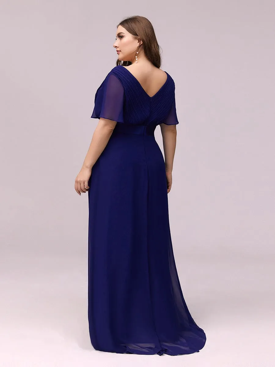 Monica | Plus Size Simple Empire Waist Flutter Sleeve Evening Dress