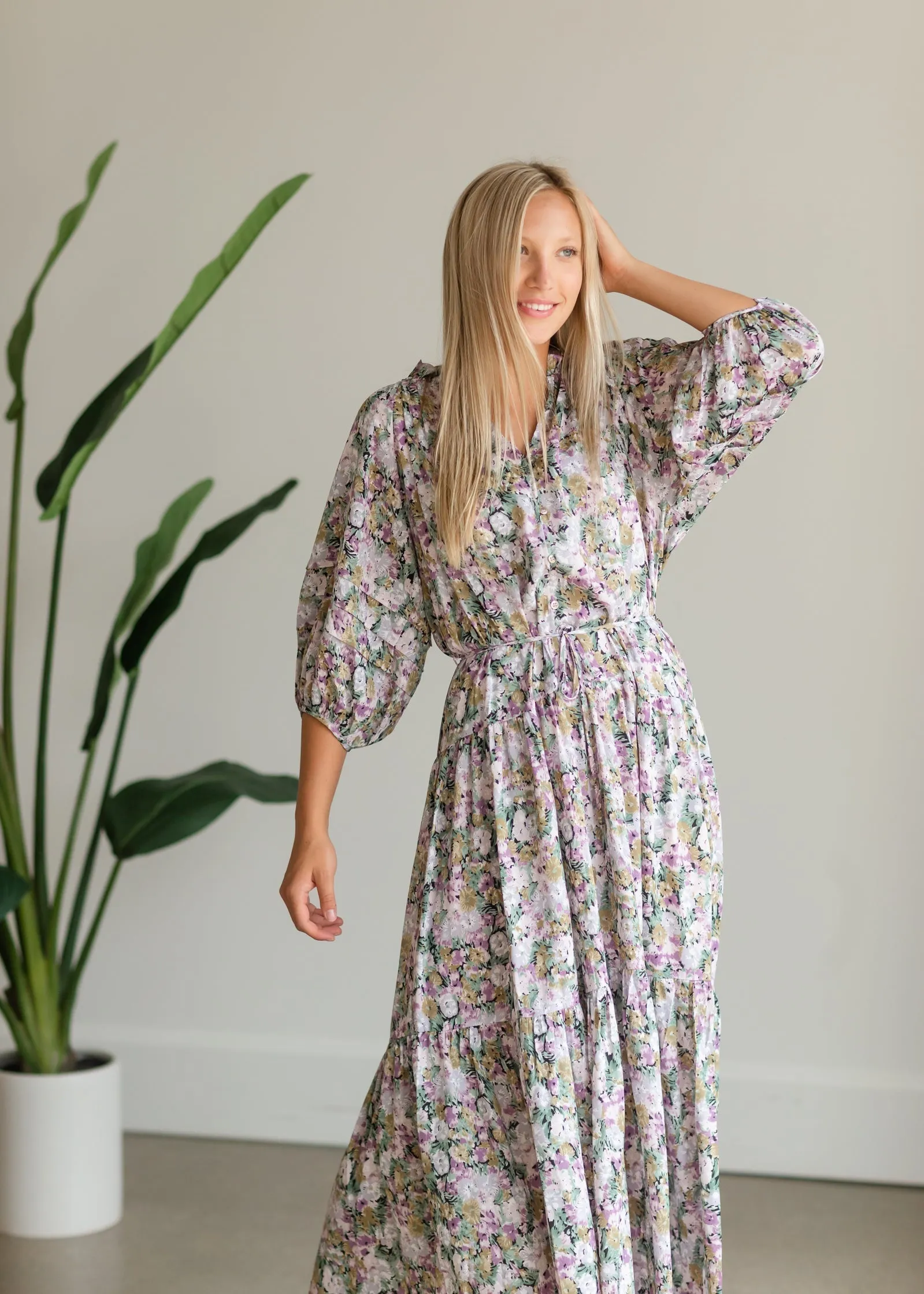 Multi Floral Tie Waist Maxi Dress - FINAL SALE