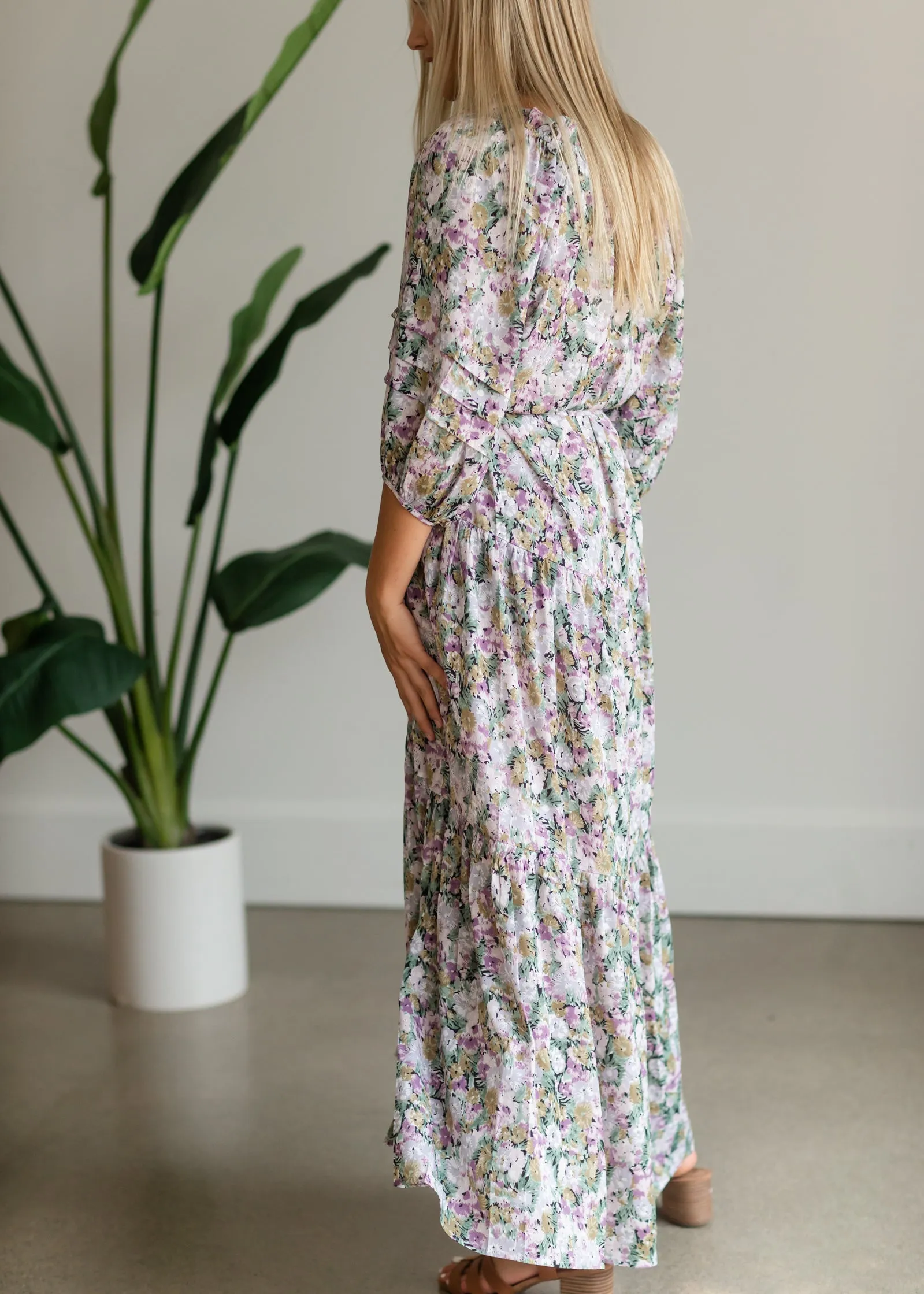 Multi Floral Tie Waist Maxi Dress - FINAL SALE