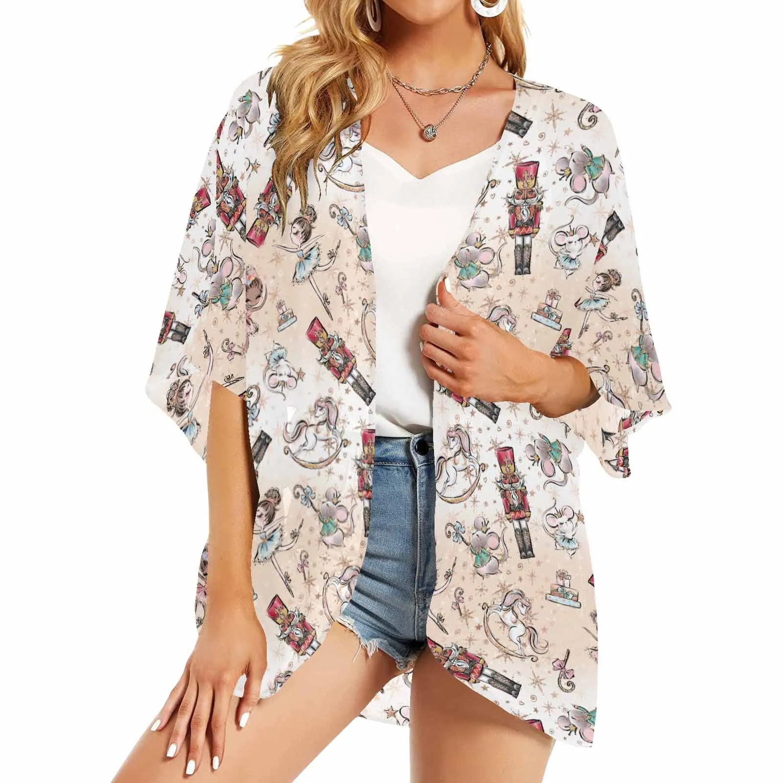 Nutcracker  Women's Kimono Chiffon Cover Up