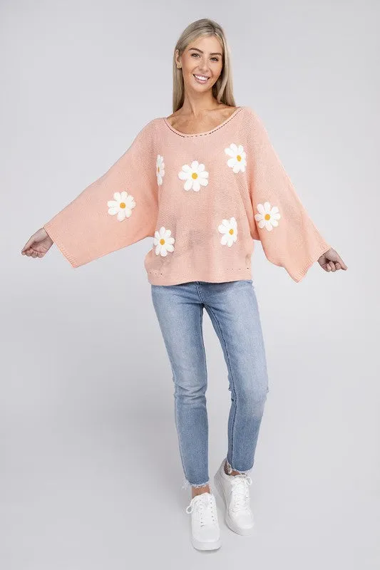 NUVI APPAREL Flower Motif Sweater