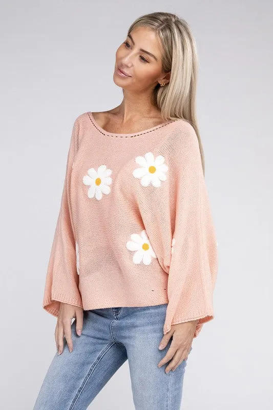 NUVI APPAREL Flower Motif Sweater