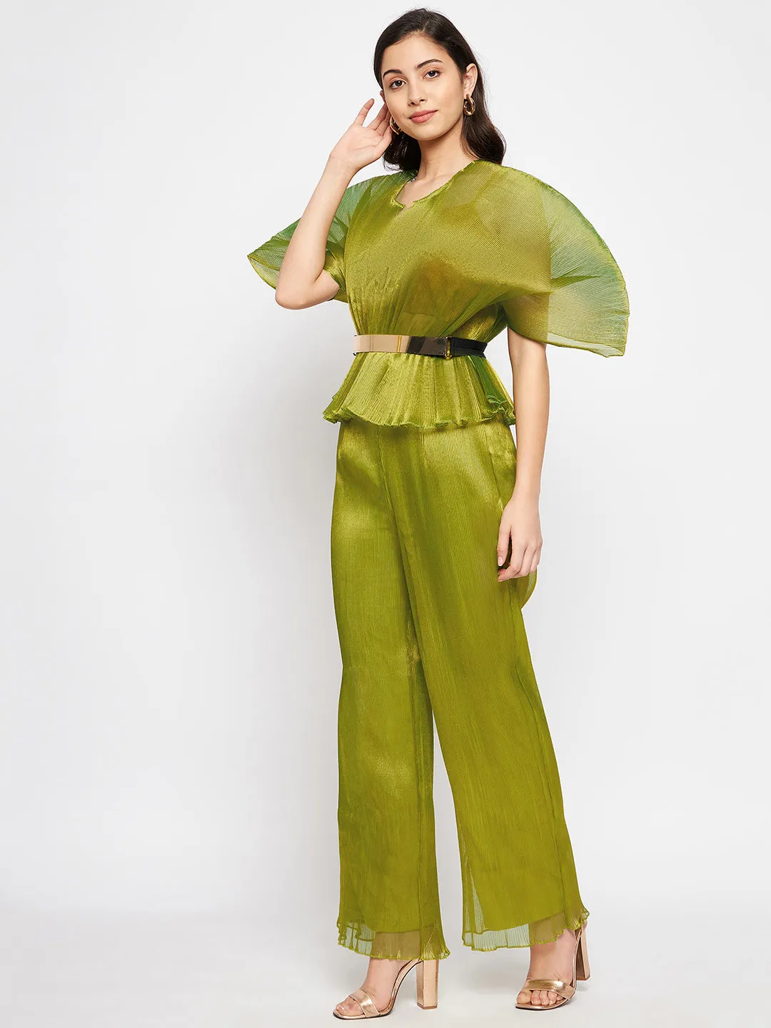 Pleated Top with Exaggerated Sleeves