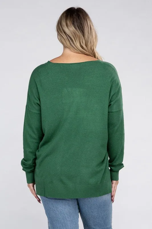 Plus Size Garment Dyed Front Seam Sweater